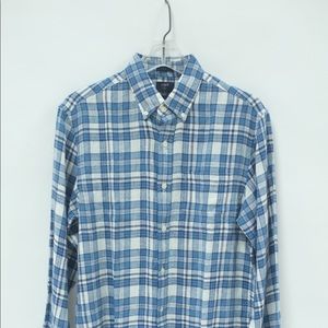 J.Crew Plaid Linen Button Down Shirt
